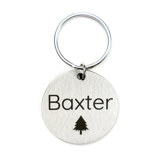 Brushed Stainless Steel Pet ID Tag - Tree