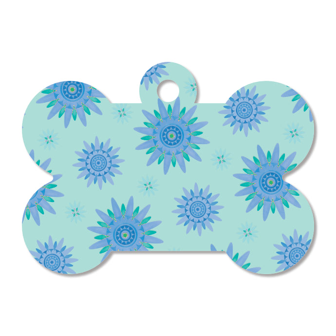 Flower Pet ID Tag - Blue