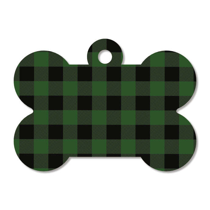 Buffalo Check Pet ID Tag - Green