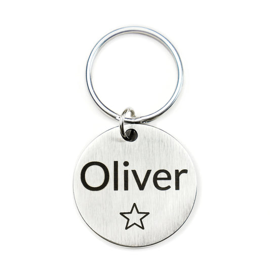 Brushed Stainless Steel Pet ID Tag - Star