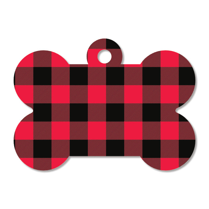 Buffalo Check Pet ID Tag - Red