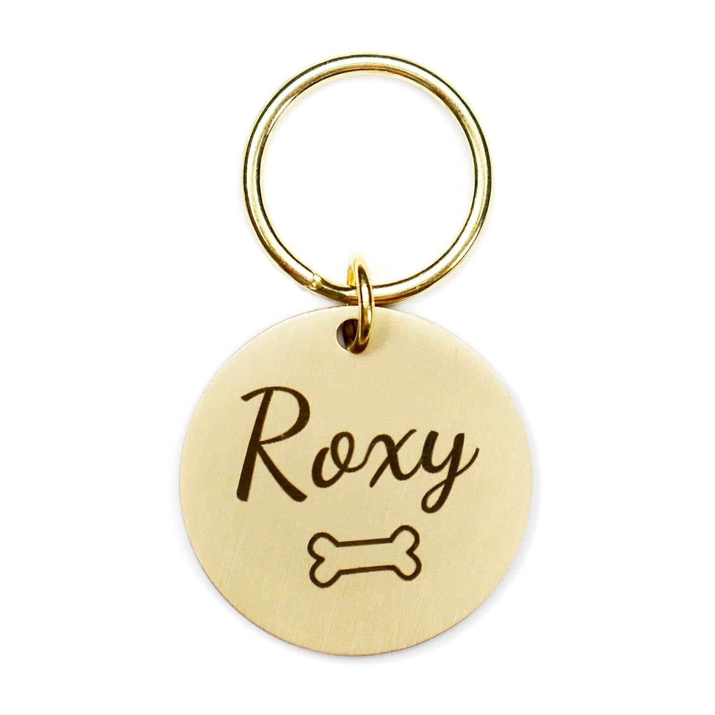 Brushed Brass Pet ID Tag - Bone