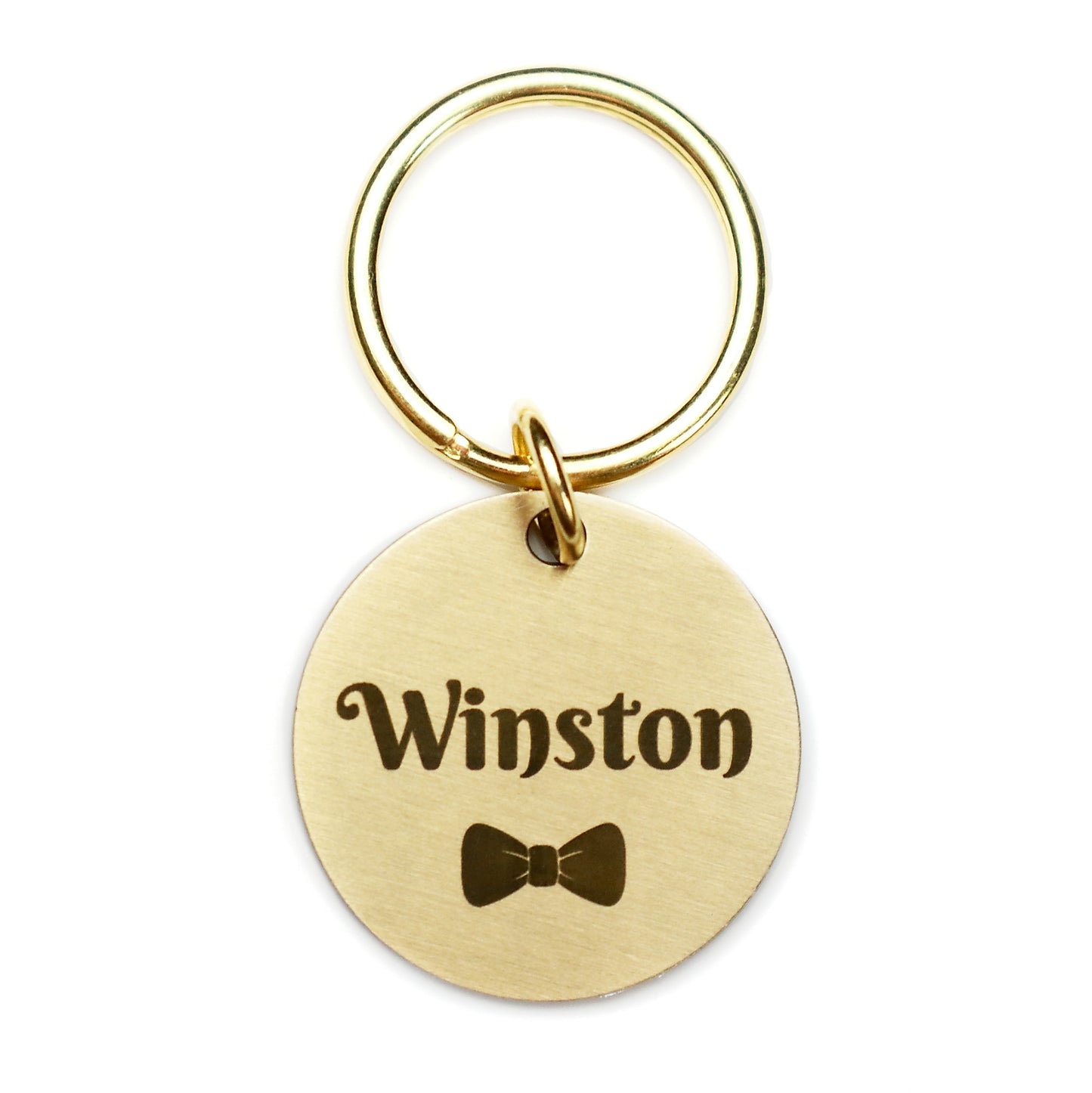 Brushed Brass Pet ID Tag - Bow